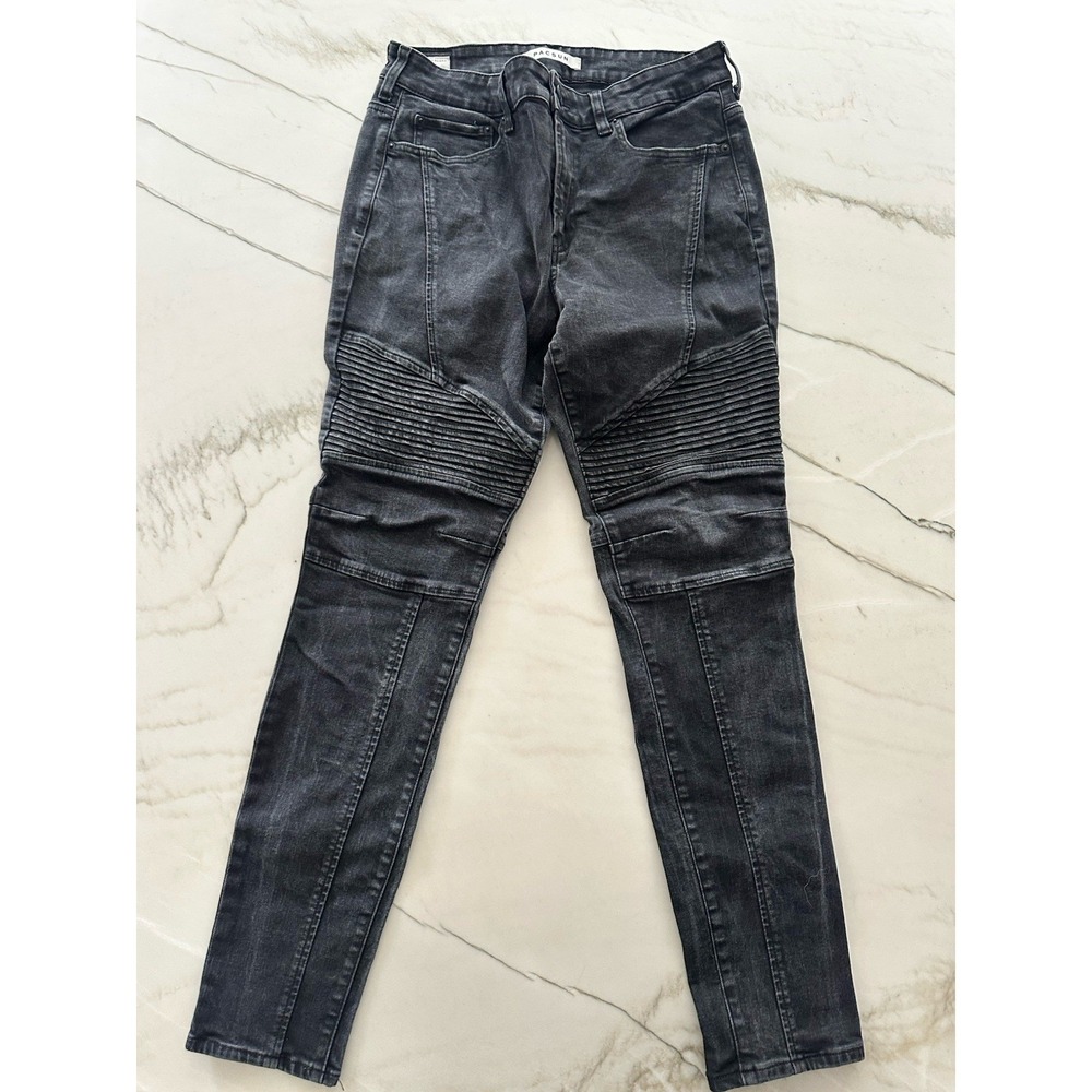 PacSun Stacked Skinny Moto Jeans Men's 30x29 Black Stretch Biker Denim Pants